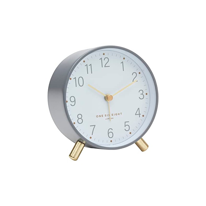 One Six Eight London Maisie Silent Alarm Clock, Grey