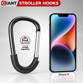 SURDOCA Stroller Hooks, Large Stroller Hooks for Bags, Universal Stroller Clips and Hooks, Mommy Hook for Stroller Heavy Duty, Stroller Accessories for Mom