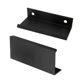 Qjaiune 2PCS Back Mount Finger Edge Pull 80mm/3.15", Aluminum Hidden Handle Concealed Tab Pulls for Home Kitchen Living Room Door Drawer Cabinet (Black, Straight Type, 38mm / 1.5" Widened)