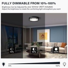 ZUYURT Dimmable Black Flush Mount Ceiling Light, Modern Round LED Ceiling Lights Fixture, Kitchen Flushmount Light for Bedroom Hallway Kitchen 2700 K-6000 K 5CCT