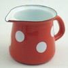 Münder Enamel Milk Jug, Cream Pourer, Colour: Red with White