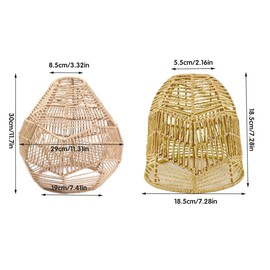 AIMALL Paper Rope Lampshade Chinese Imitation Rattan Woven Lampshade for Homestay, Restaurant, Hot Pot Shop, Creative DIY Lighting - Decorative Handmade Shade