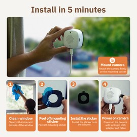 3MP 2K Window Camera,2.4GHz & 5GHz WiFi Indoor Cameras for Home Security with ChroMax Al Color Night Vision,Person & Motion Detection,24/7 Recording,Easy & Quick Install