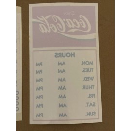 Coca Cola Vintage Coca Cola Store Hours, Peel & Stick Decal, DAC-103, NEW OLD STOCK