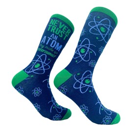 Crazy Dog T-Shirts Women's Never Trust An Atom They Make Up Everything Socks Funny Nerdy Science Joke Footwear