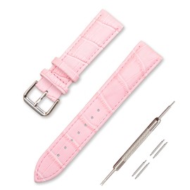 Jumpsunfun Watch Band 20mm, Genuine Leather Watch Strap, Calf Leather Replacement Strap Pink