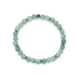 Majas Perlen Jade Myanmar Armband Perlen echt 6mm Daisyperlen platiniert - Größe 15 bis 17cm - Handmade Perlenarmband Ausgeglichenheit Innere Ruhe Mut - Spiritueller Schmuck Damen