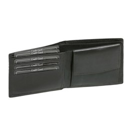 LEAS Men's Wallet Extra Thin with RFID Protection, Men's Wallet Flat in Real Leather, Wallet in Landscape Format, Black, 11.5 x 9 x 1.5 cm (L x W x H), black, Classic