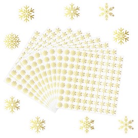 Whaline 900Pcs Clear Mini Christmas Stickers Gold Foil Snowflake Seal Stickers Self-Adhesive Xmas Winter Holiday Label Decals for Craft Scrapbook Envelope Card, 10 Sheets