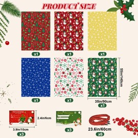 letesult 6PCS Large Christmas Gift Bags, 55" x 35" Jumbo Christmas Themed Bags Holiday Gift Wrap Plastic Gifts Bag with Tag and String for Huge Big Gifts Presents Wrapping Bicycle Bike Gift Bag