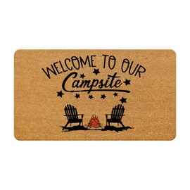 Likjad Camping Door mats Rug, Camper mat, Camping mat, rv mat Camper Coir Door mat，Camper Must Haves，rv Door mat, rv Camping Accessories, Welcome to Our Campsite，rv Furniture Outdoor Patio mat 17x30