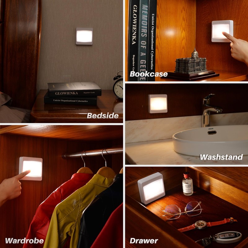 STAR-SPANGLED 3 Pack 3.7” Dimmable Push Tap Lights, Stick on