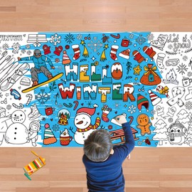 OHOME Winter Giant Coloring Poster/Tablecloth-Winter Decorations - 30 x 72 Inches Jumbo Coloring Banner Kids Crafts Gifts Activities Decor Party Decorations