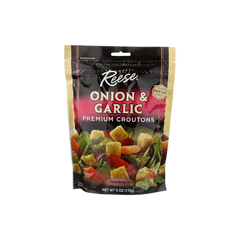 Reese Onion and Garlic Croutons, 6-Ounces (Pack of 12)