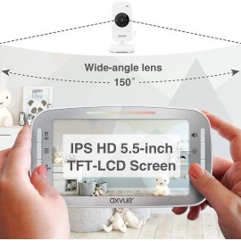 Axvue A1080DU Video Baby Monitor 1080P Full HD 5.5" IPS Screen + 2 Camera- NEW™