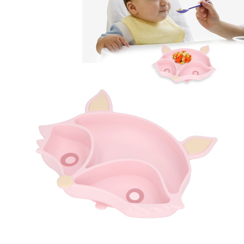 Baby Suction Plate Cute Fox Shape Non Toxic Safe 3