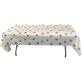 Puppy Dog Paw Print Plastic Cover for Pet Dog Themed Birthday Party Disposable Tablecloth 54" x 108"