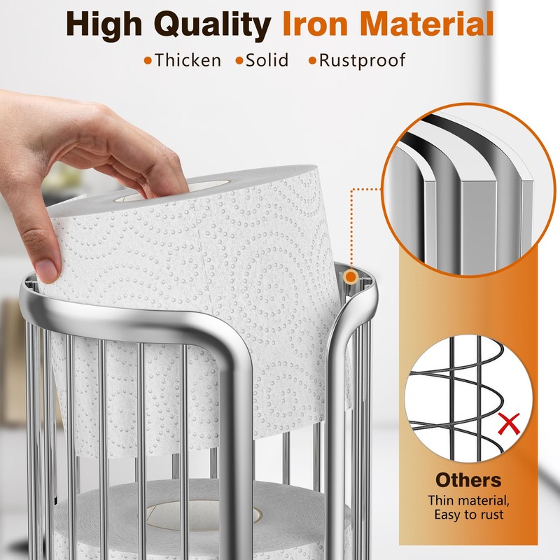 Toilet Paper Holder Stand, Freestanding Toilet Tissue Organizer, Minimalistic Storage