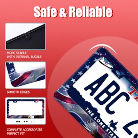 American Flag Eagle License Plate Frame Personalise Eagle License Plate Holder for Front and Rear Patriotic License Plate Stainless Steel Auto Parts Decoration with Screws 12 x 6 Inch Men Women