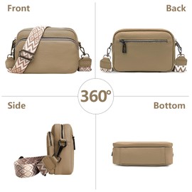 DKIIL NOIYB Crossbody Bags for Women, Genuine Leather Cross Body Bag Women with Adjustable Wide Strap Multiple Pockets Handbags & Shoulder Bags