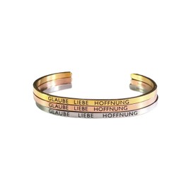Elegant bangle in silver, gold or rose gold with mantra and saying engraving, 2 sizes, Stainless Steel