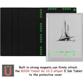 GOVTVA Magnetic Stand Case for Onyx Boox Tablet Go 10.3 (2024 Released) Ultra-Thin Lightweight Leather Cover with Magnetic Pen Buckle, Auto Sleep/Wake, Magnetic Closure (Cloth Black)