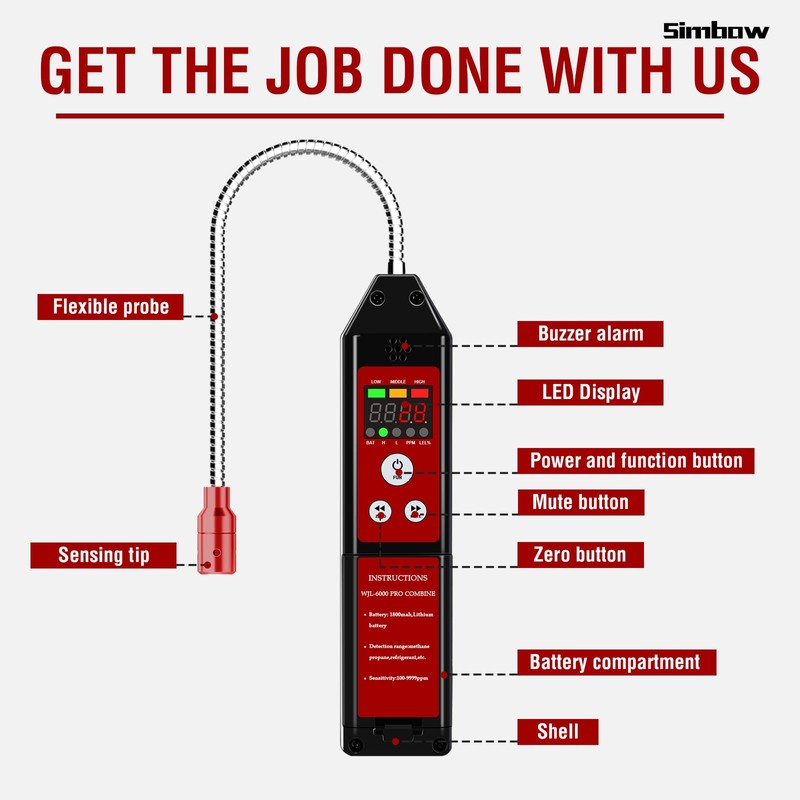 Refrigerant Leak Detector, WJL-6000 PRO HVAC Freon Leak Detector Halogen