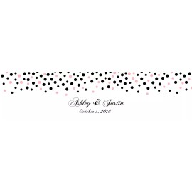 My Wonderful Labels 100 Elegant Black and Pink Confetti Falling Water Bottle Labels  Wedding