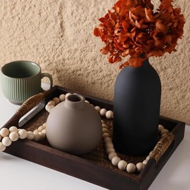 Juego de jarrones de cerámica Huecos de 2, jarrón de Flores de cerámica Decorativo de Estilo Boho Moderno para Comedor, Sala de Estar, decoración de Mesa de Boda (Rotundidad)