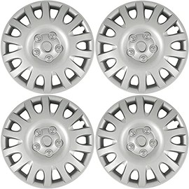 New Wheel Covers Hubcaps Fits 2002-2006 Toyota Camry; 16 Inch; 14 Spoke; Silver; Plastic; Set of 4; Standard Leg