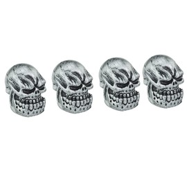 Lunsom Skull Tire Valve Stem Caps Vehicle Wheels Air Valves Hole Cover Accessories Fit Most Car Motorcycle (4PCs Silver)