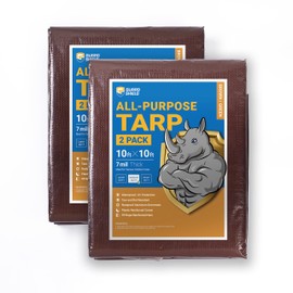 GUARD SHIELD Brown/Green Tarp 10x10 Feet Medium Duty Outdoor Waterproof Multi Purpose Poly Tarps Cover 7mil (2-Pack)