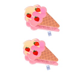 2 Pcs Ice Cream Hair Claw Clips - Strawberry Cherry Acetic Acid Hair Clip Shark Clip Cute Headdress Ponytail Holder Hair Accessories for Women Girls (Cherry, 2Pcs)