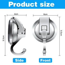 Suction Cup Hooks, Extra Strong Vacuum, Pack of 3 Suction Hooks, Silver Suction Cup Hooks, No Drilling, Towel Hooks, Suction Cups, Hooks, Wall Hooks for Bathroom, Kitchen, Bathroom, Shower, Door,