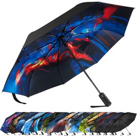 ZUOYOUZ Folding Umbrellas, Compact Portable Auto Folding Umbrella with Cute Prints for Travel in the Rain, UV Protected, Foldable, Perfect for Car and Travel, Dazzle