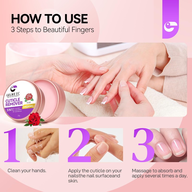 gelike ec Cuticle Cream for Dry Damaged Cuticles: Rose Organic