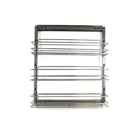 ML-017C Chrome Steel Cabinet Spice Rack- 3 Shelves Full Pullout Set, Polish Chrome Spice Rack Storage Organizer Mounts on The Cabinet Inside Left or Right