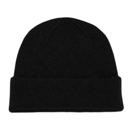 Shorts of Hawick Mens 100% Cashmere Beanie Hat - Black - Hand Made in Scotland by Love Cashmere - RRP £79