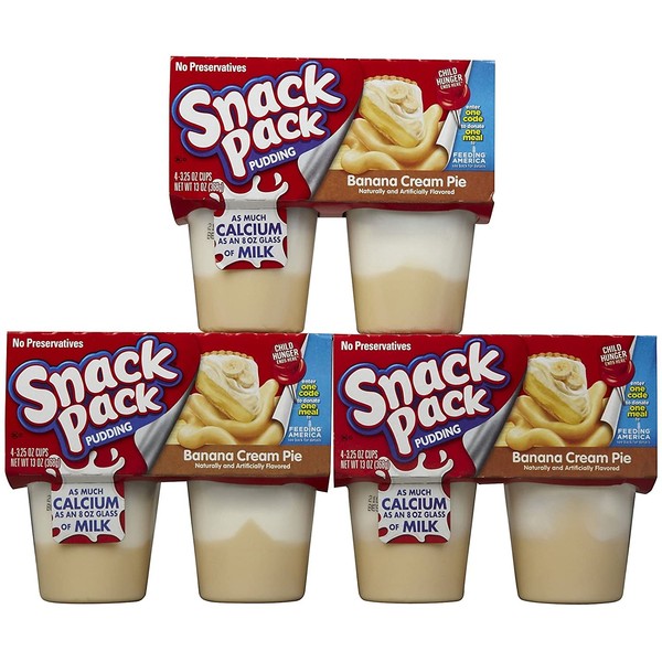 Hunt's Snack Pack Banana Cream Pie Pudding, 4 ct, 3 pk