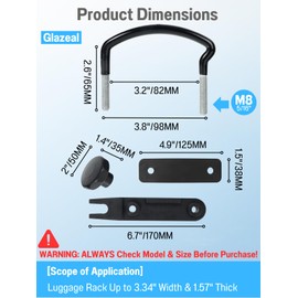 4Pack Roof Box U-Bolt Clamps with 8 Lock Nuts, Glazeal Roof Box U-Bolt Clamps Car Van Mounting Fitting Kit with 8 Lock Nuts 2 Straps for Cargo Carrier Rack