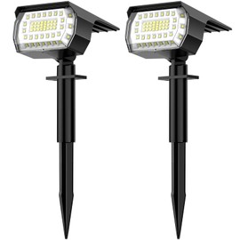 MinPea Solar Spot Lights Outdoor, [57 LED/2 Pack] Solar Lights Outdoor IP65 Waterproof, Solar Landscape Spotlights, 3 Modes Solar Powered Garden Yard Lights for Outside Patio Pathway Pool(Cold White)