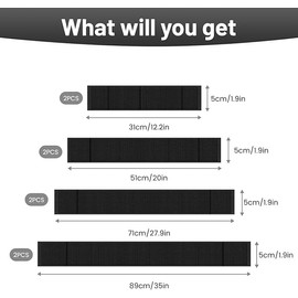 Car Boot Organiser Fixing Belts - 8 Pcs Car Boot Storage Fixing Straps, Easy Storage Highly Elastic Black Car Organiser Boot Fixing Straps for Cars Trucks Vans Boot Tidy ﻿ 0904