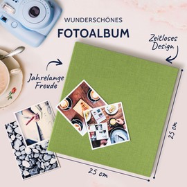 Goldbuch Summertime Trend 2 Photo Album with 100 White Pages with Protective Dividers and Linen Cover, for up to 600 Pictures, High-Quality Paper, 30 x 31 cm, light green, 25x25 cm