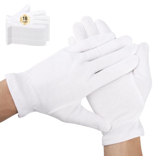 Segbeauty 36 Counts White Cotton Gloves Overnight, Cotton Moisturizing Gloves