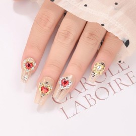 10Pcs Heart Nail Charms Red Heart Nail Rhinestones Valentine's Day Nail Charms for Nail Art, 3D Crystal Alloy Gold Silver Heart Nail Gems Nail Diamonds Jewelry for Women Girls DIY Manicure Nail Decor