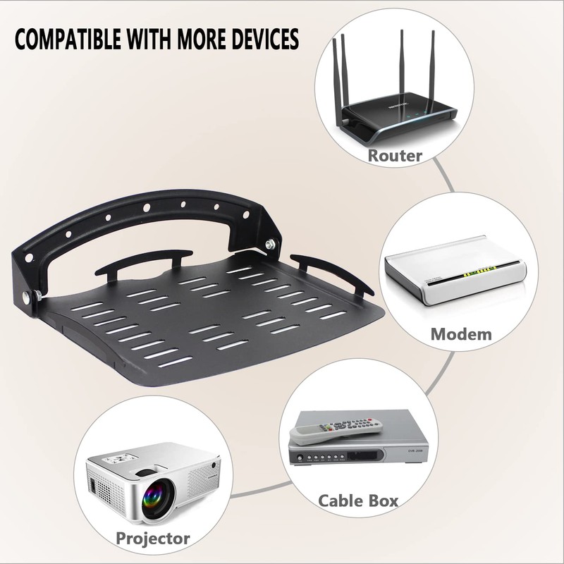 UineHiot Floating Shelf for Projector Wall Mount, 90-Degree Foldable, Loading