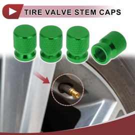 HEROFFIX 4 Pcs Mesh Pattern Tire Valve Stem Caps Decorative Tyre Valve Dust Covers 7x16mm Green Aluminum Alloy