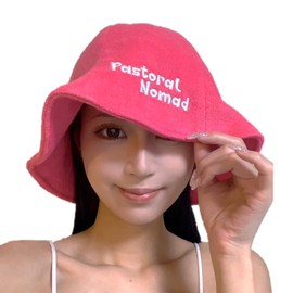 Pastoral Nomad Sauna Hat, Sauna Cap, Men's and Women's Towel Fabric, Simple, Sauna Active, Men's Hat, Women's Protection, Washable, Heatstroke Prevention, Pink, L