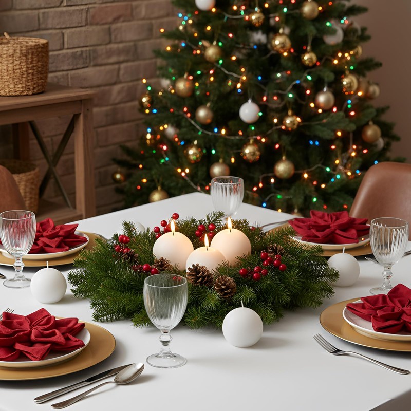 Zhengmy 8 Pcs Mini Ball Round Candle 2'' Christmas Wax