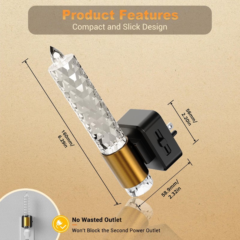 JandCase Night Light, Candle Amber Night Lights Plug into Wall